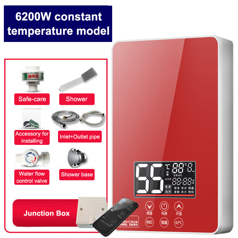 Remote Instantaneous Tankless Electric Water Heater Kitchen Instant Heating Faucet Tap Bathroom Shower Temperature Setting
