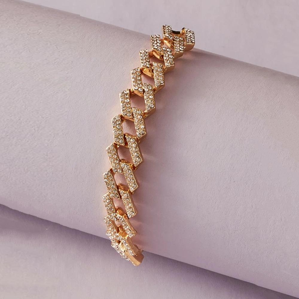 SHIXIN 4 Colors Luxury Shiny Rhinestone Anklet Bracelet For Women Chunky Cuban Link Chain Crystal Ankle Bracelet on the Leg/Foot