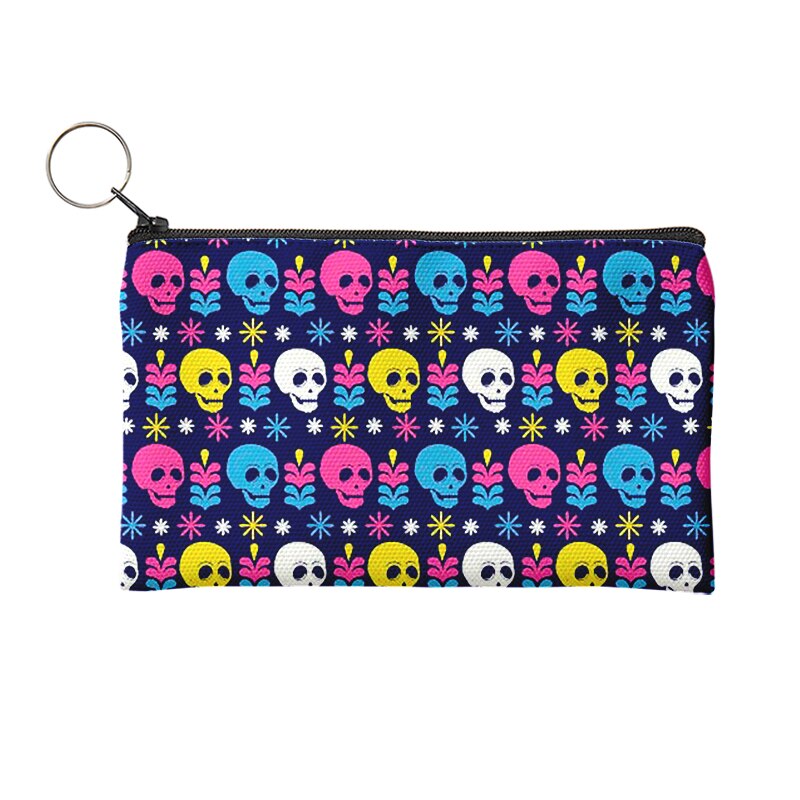 Unisex terrore cranio portamonete donna Mini porta carte di tela portafoglio piccolo borsa borsa di stoccaggio giornaliera pochette per ragazze Kawaii: style7