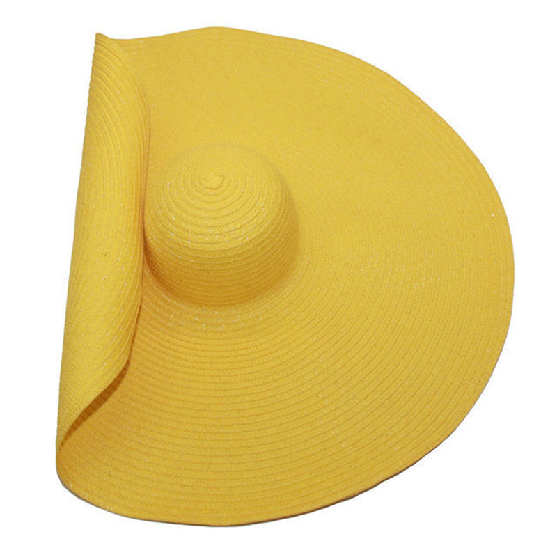 Big Beach Sun Straw Hat 30 40cm Brim 80 100cm Diameter Women Round Protect Travel Caps Foldable Super Large Straw Hat