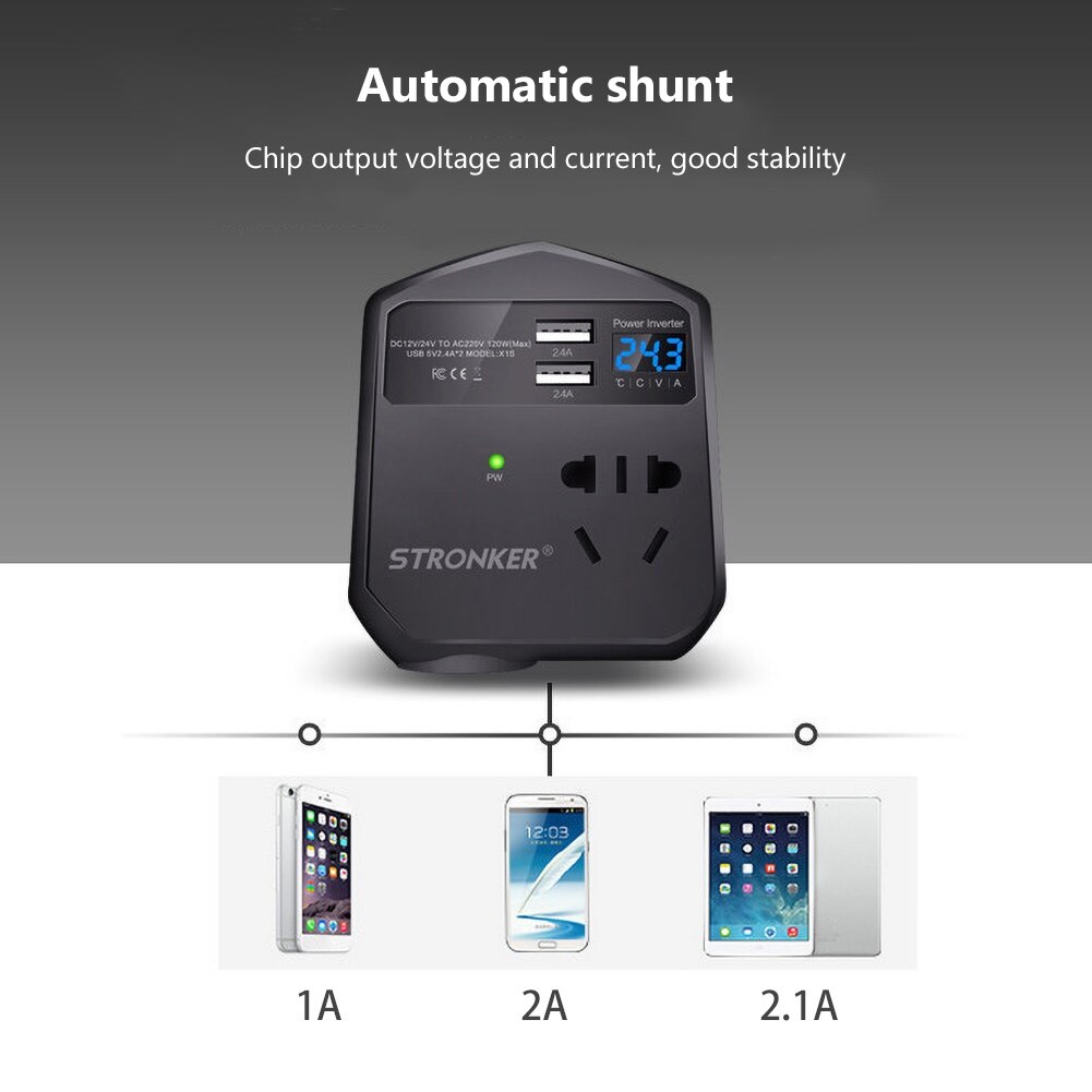 Universal 12V/24V to 220V Power Supply Socket Car Power Inverter Transformer
