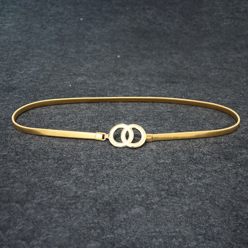 Dames Metalen Riem Sluiting Front Stretch Slanke Taille Riem Elastische Tailleband Gouden Ketting Riemen Voor Vrouwen