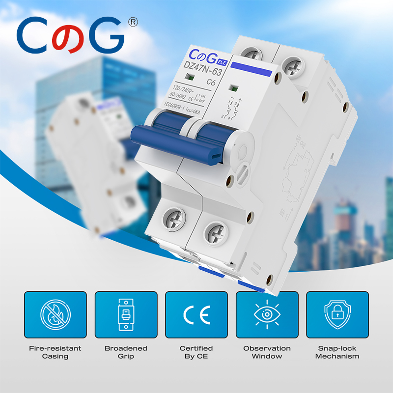 CG DZ47N 1 P/2 P 6A 10A 16A 20A 25A 32A 40A 50A 63A Stroomonderbreker 120/240 V MCB Din Rail Mount AC Disconnect Switch