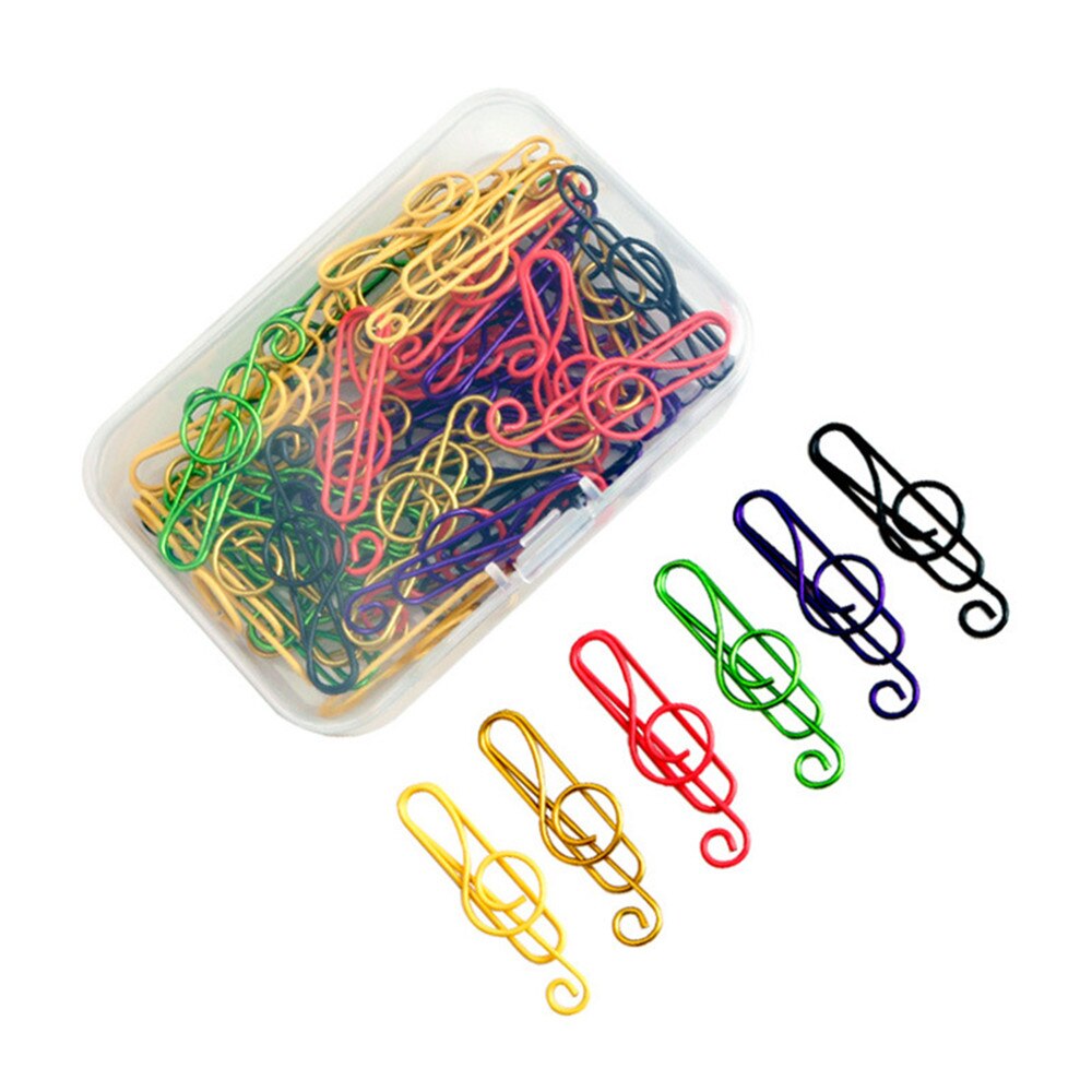50/60pcs Paper Clips Durable Rustproof, Music Shape Paper Clips for Bookmark Office School Document Organizing Notebook Agenda