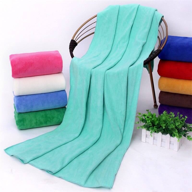 Toalla de baño de microfibra de 17 colores, toalla de playa 140*70cm 310g supersuave, lisa, para gimnasio, de secado rápido, para baño de adultos.: Verde claro