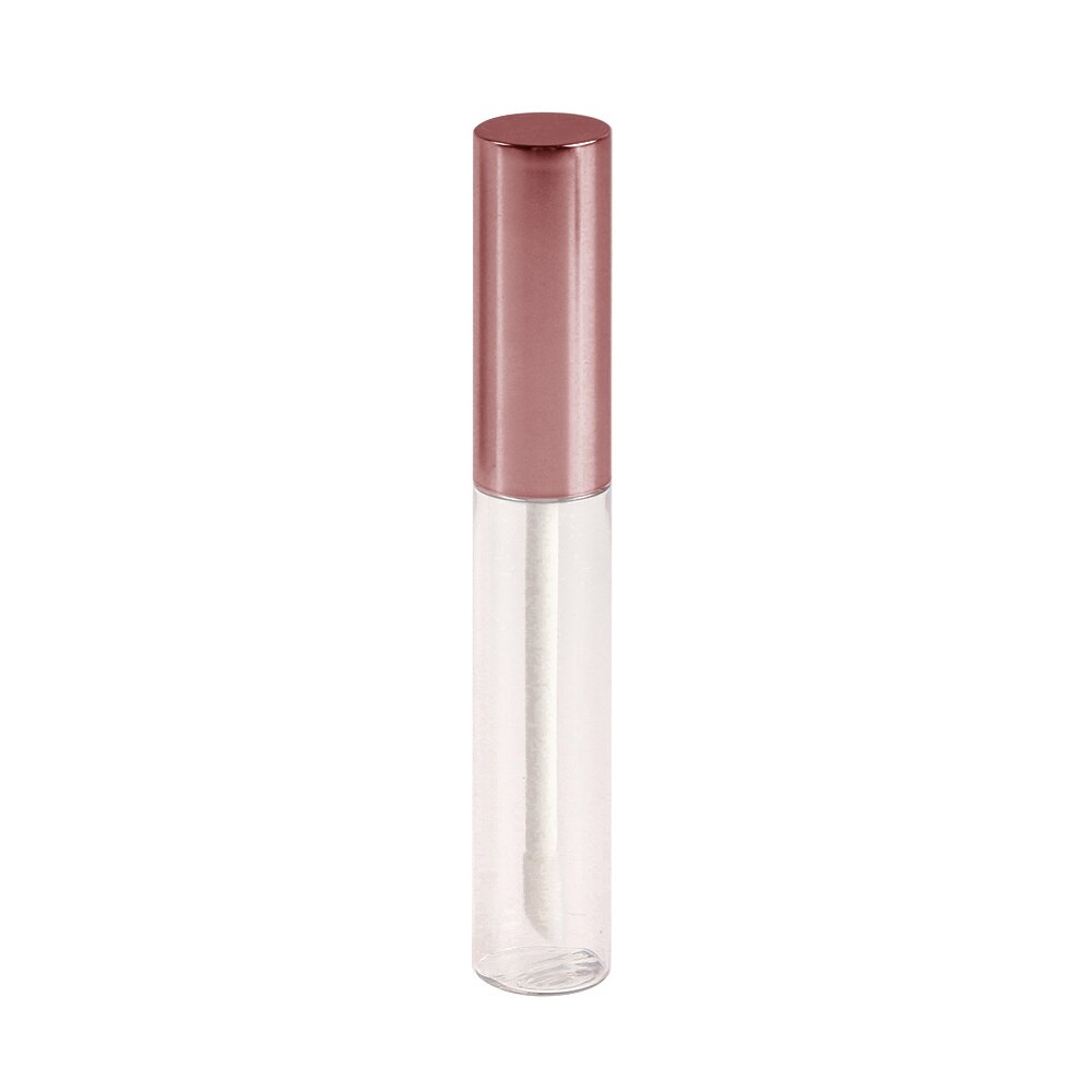 Tubo vacío de brillo de labios redondo, 1 unidad de 10ml, con aplicador de varita, lápiz labial de plástico rellenable, frascos de bálsamo labial, contenedor DIY: Pink Gold