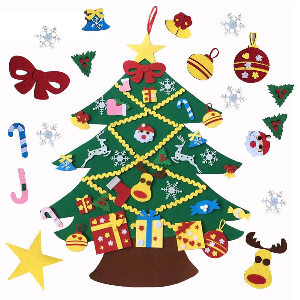 DIY Voelde Kerstboom Deur Muur Opknoping Kids Feestartikelen Kerstboom Set Ornament 98cm * 70cm: G