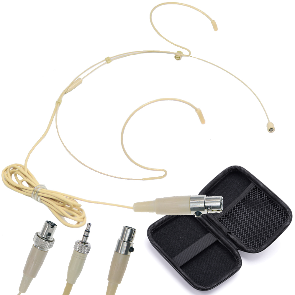 Beżowy HM200 ukryty Mini mikrofon z podwójnym zestaw słuchawkowy dla Shure Sennheiser AKG MiPro Audio-Technica Wirelss etui z suwakiem z paskiem