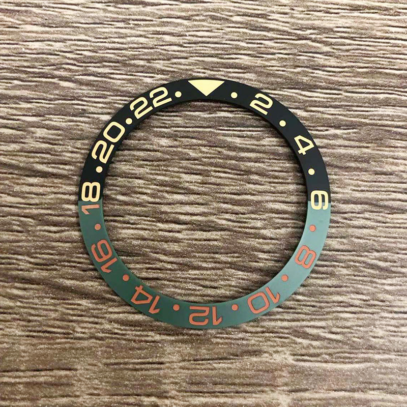 Insert de lunette en céramique inclinée 38mm x 30.6mm, adapté à SKX007 SKX009 GMT USB pour hommes, pièces de rechange, modification: GOLD