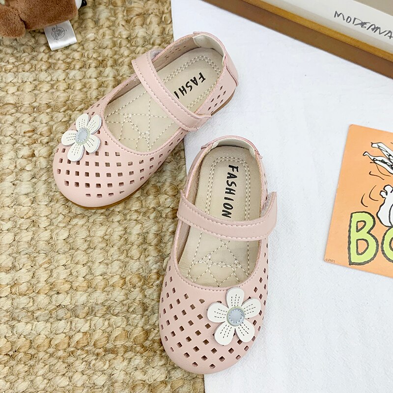 Chaussures de printemps pour filles, plates et respirantes avec des découpes florales, chaussures de princesse pour enfants en bas âge, 21-30,: Rose / 30