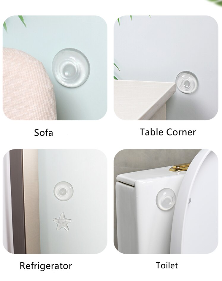 1pc PU Waterable Transparent Door Handle Bumpers Safety Shock Absorber Door Stoppers Wall Protection Security