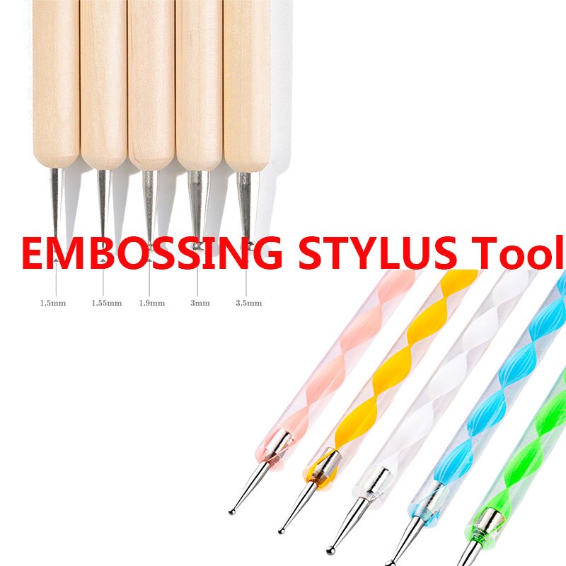 5 Pcs Acrylic or Wood Embossing Stylus Tools Set for Scrapbooking DIY For Fine Lines Freehand Embossing and Intricate Patterns