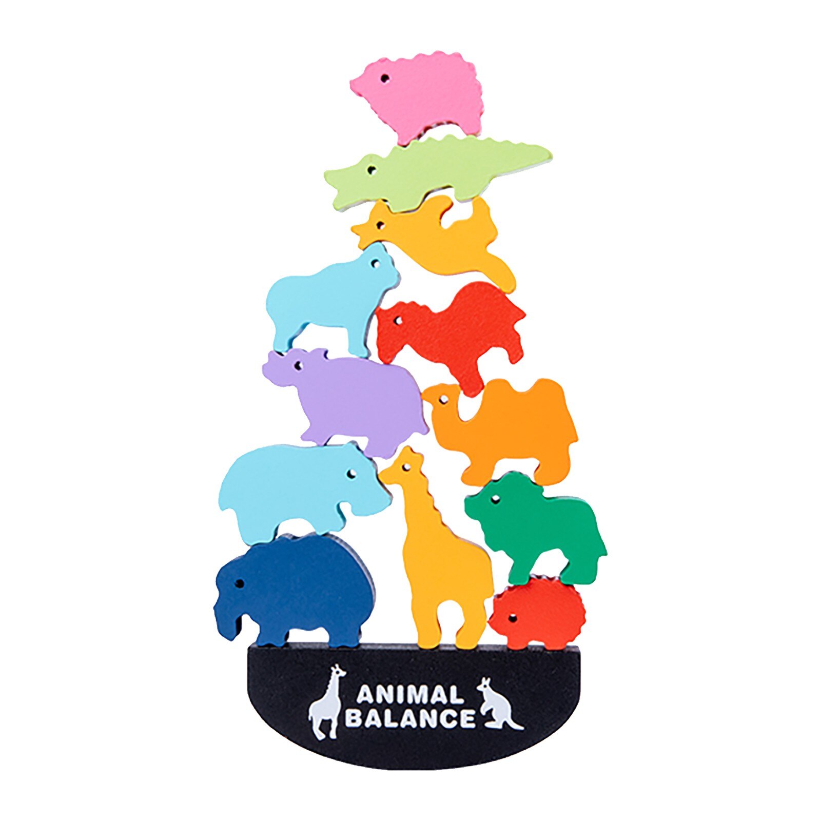 Animaux en bois équilibre formation Puzzle jeu Kit de jouet éducatif préscolaire jouet Construction jouets enfants bébé Puzzle jeu jouet: Kaki foncé