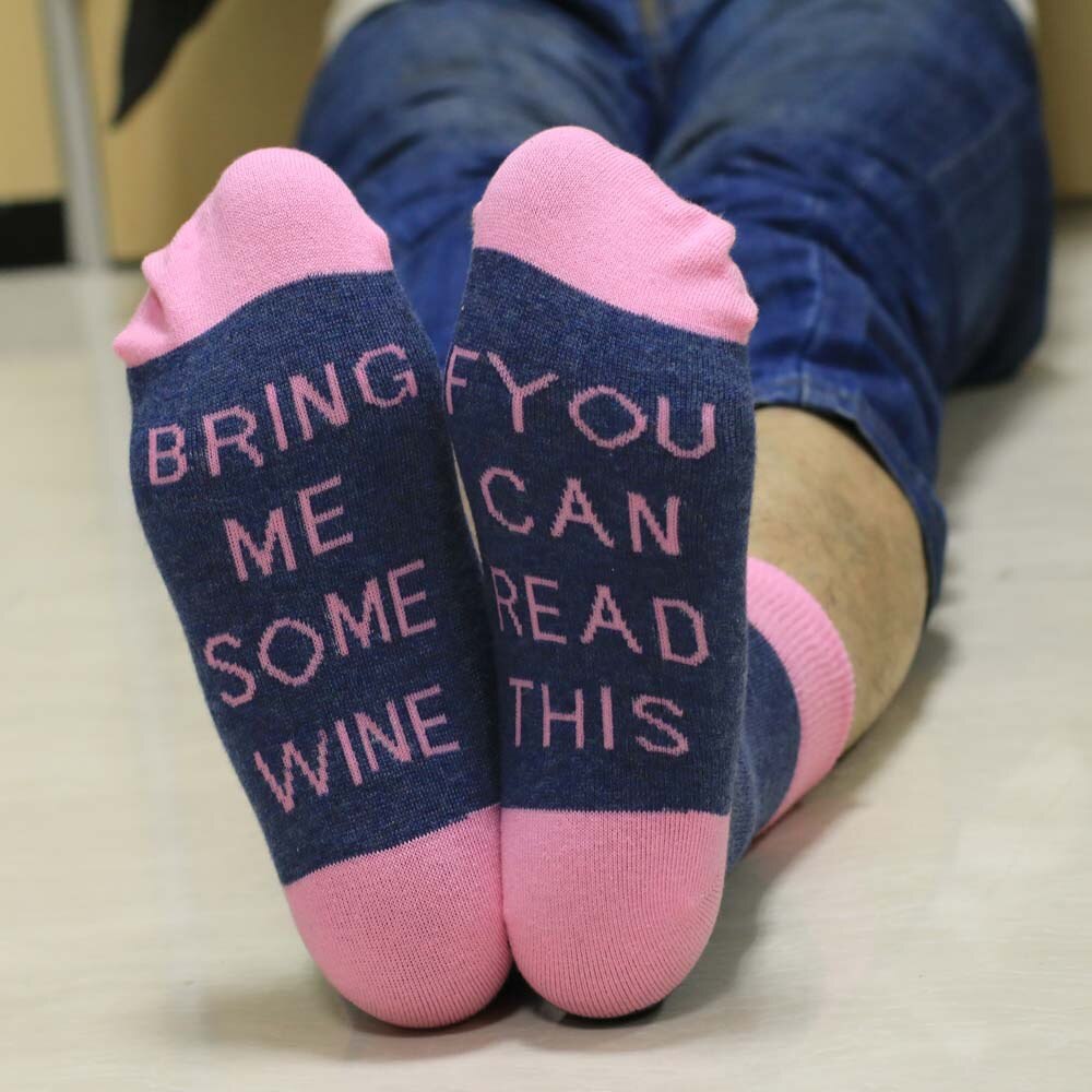 Custom wine socks If You can read this Bring Me a Glass of Wine Socks autumn spring fall Dobby Halloween Sock: YM13-14