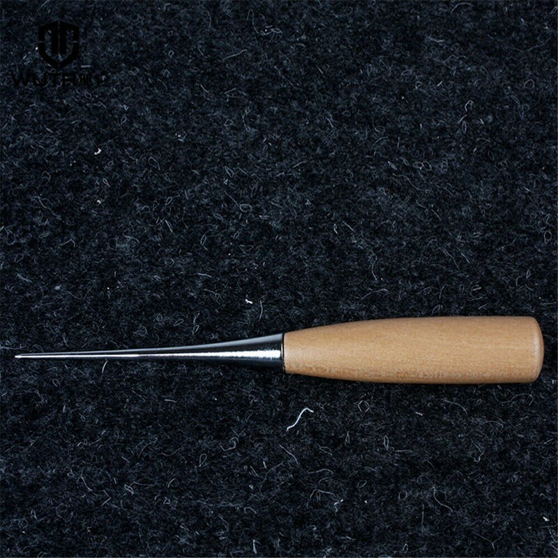 Awl Pinpoint Hole Punching Scratch Tool For Canvas Shoes Repair Threader Stitch Needle Wooden Handle Leather Awl Stitching Tool