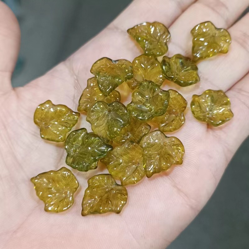 20 piezas hojas de calabaza de 15MM, cuentas de Murano, cuentas de cristal de flores de Color degradado múltiple para fabricación de joyería, accesorios DIY hechos a mano: Rojo