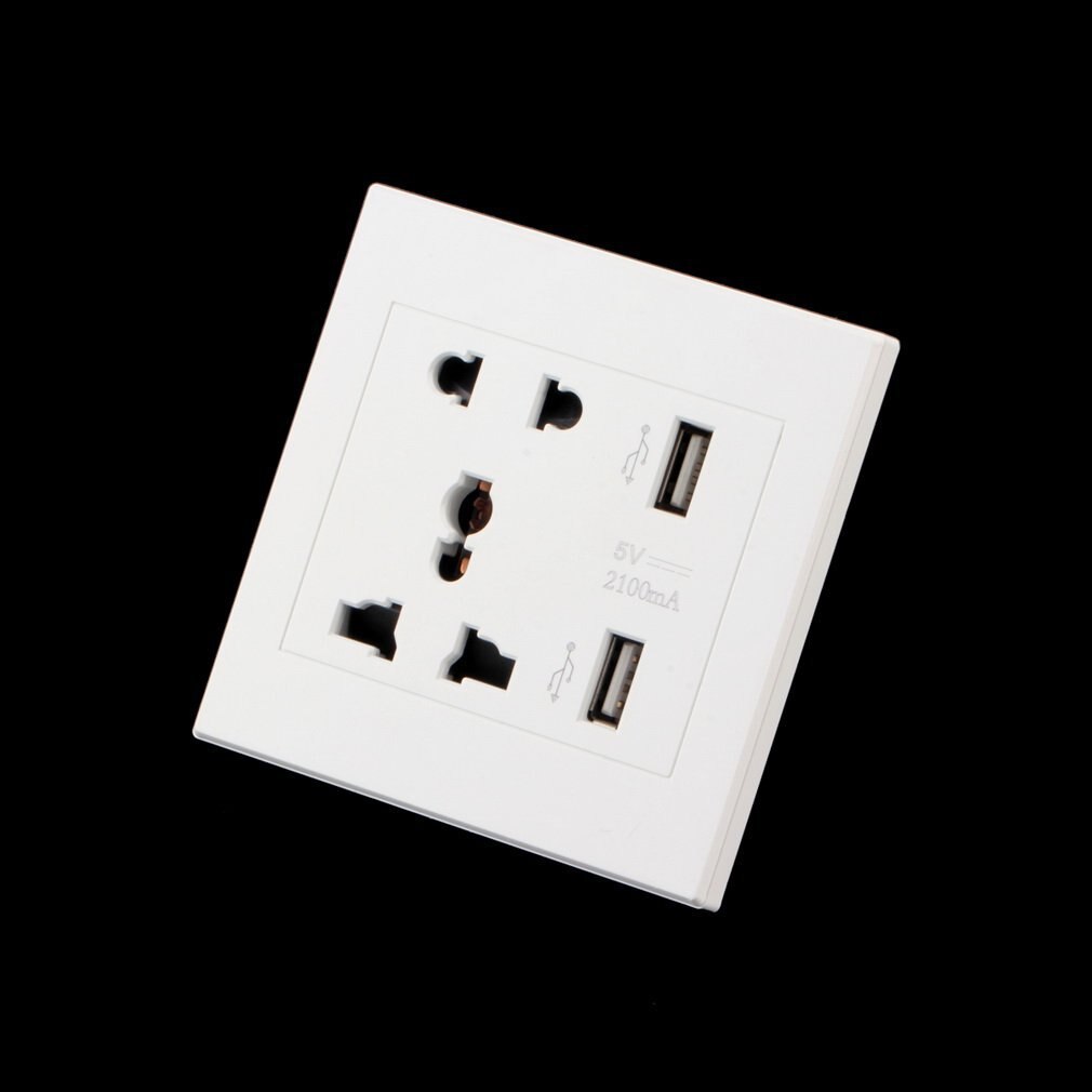 Dual USB Port 5V 2100MA Electric Wall Charger Port Dock Socket Power Outlet Electricity AC Power Panel Plate