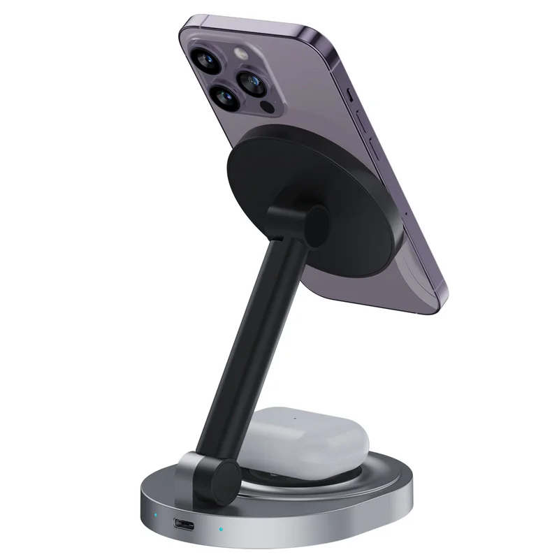 Magnético 2 em 1 carregador sem fio suporte almofada estação de carregamento rápido doca para iphone 15 14 13 12 pro max apple watch 8 7 6 airpods