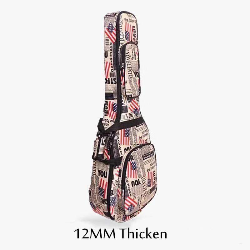 Vandtæt guitar taske tykkere dobbelt skulder 600d oxford klud materiale stor kapacitet litterær guitar musikinstrument taske: National flag 12mm