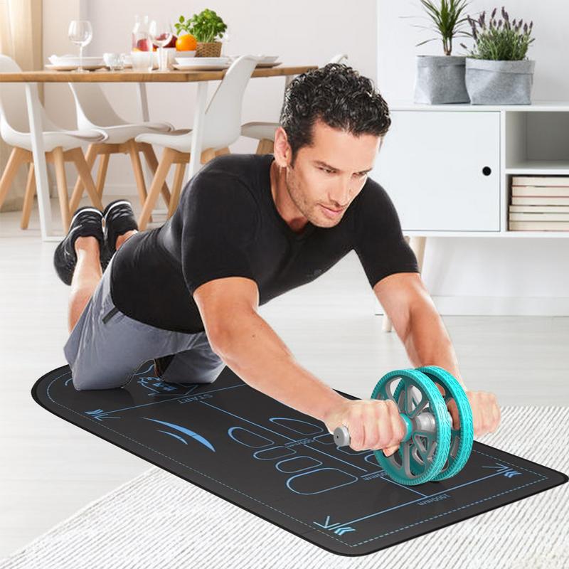 Yogamat Ab Roller Wiel Oefenmat Antislip Oefenmat Abdominale Kniemat 7mm Geluidsisolatie Fitness Vloerkussen Unisex