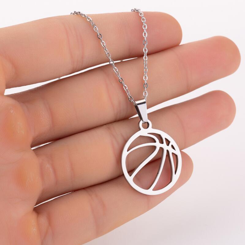 Edelstahl Arbeit Heraus Halsketten Basketball Fußball Anhänger Halskette Schmuck für Frauen Männer Sport Fan