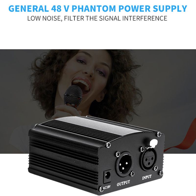 48v phantom-virtalähde adapterilla au us eu pistoke kondensaattori karaokemikille