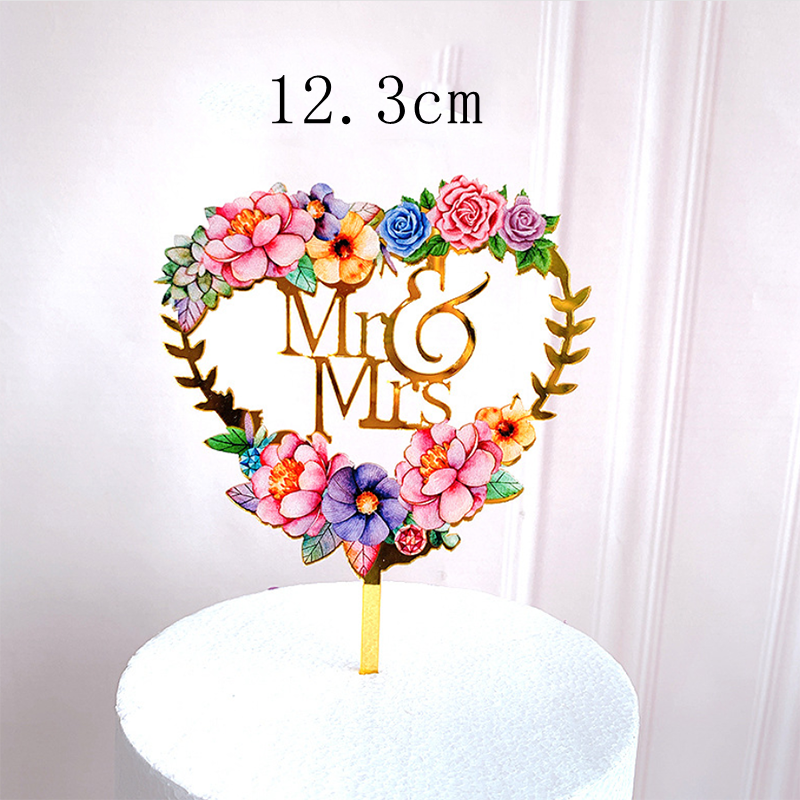 1PC kolorowe kwiaty cylinder na tort urodzinowy złoty akryl urodziny na przyjęcie deser dekoracja na niemowlę prysznic naczynia robić pieczenia