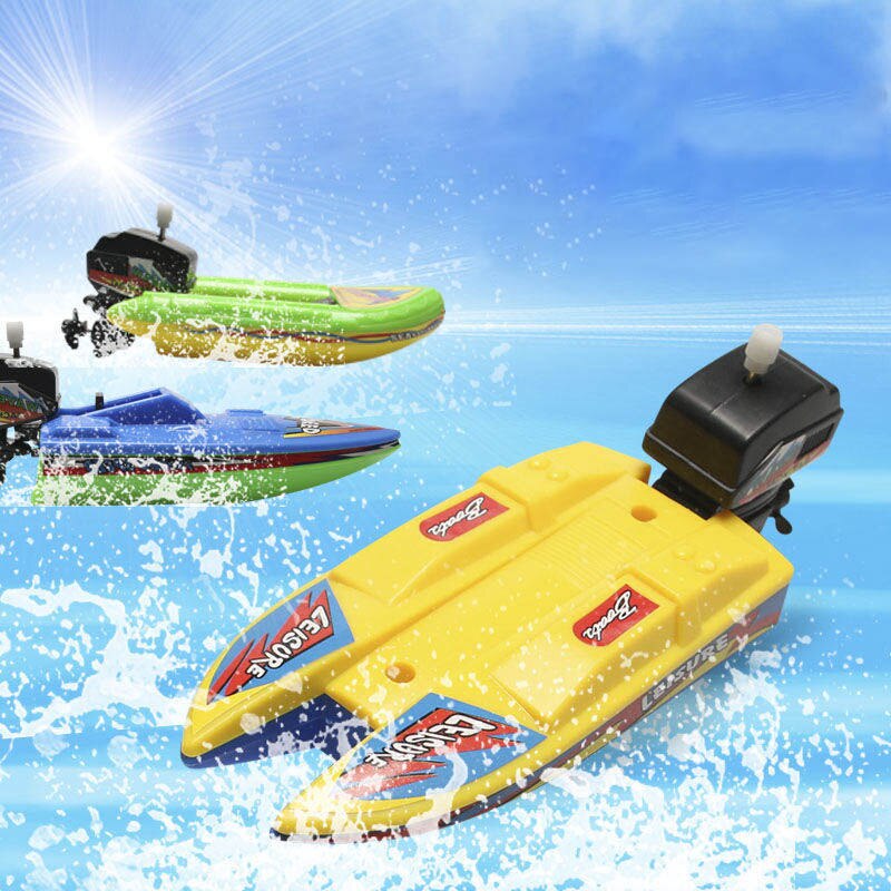 Clockwork Toys Speed Boat Ship Wind Up Toy Floating Water Kids Toys Classic Bathtub Shower Bath Toys for Children Baby Toys