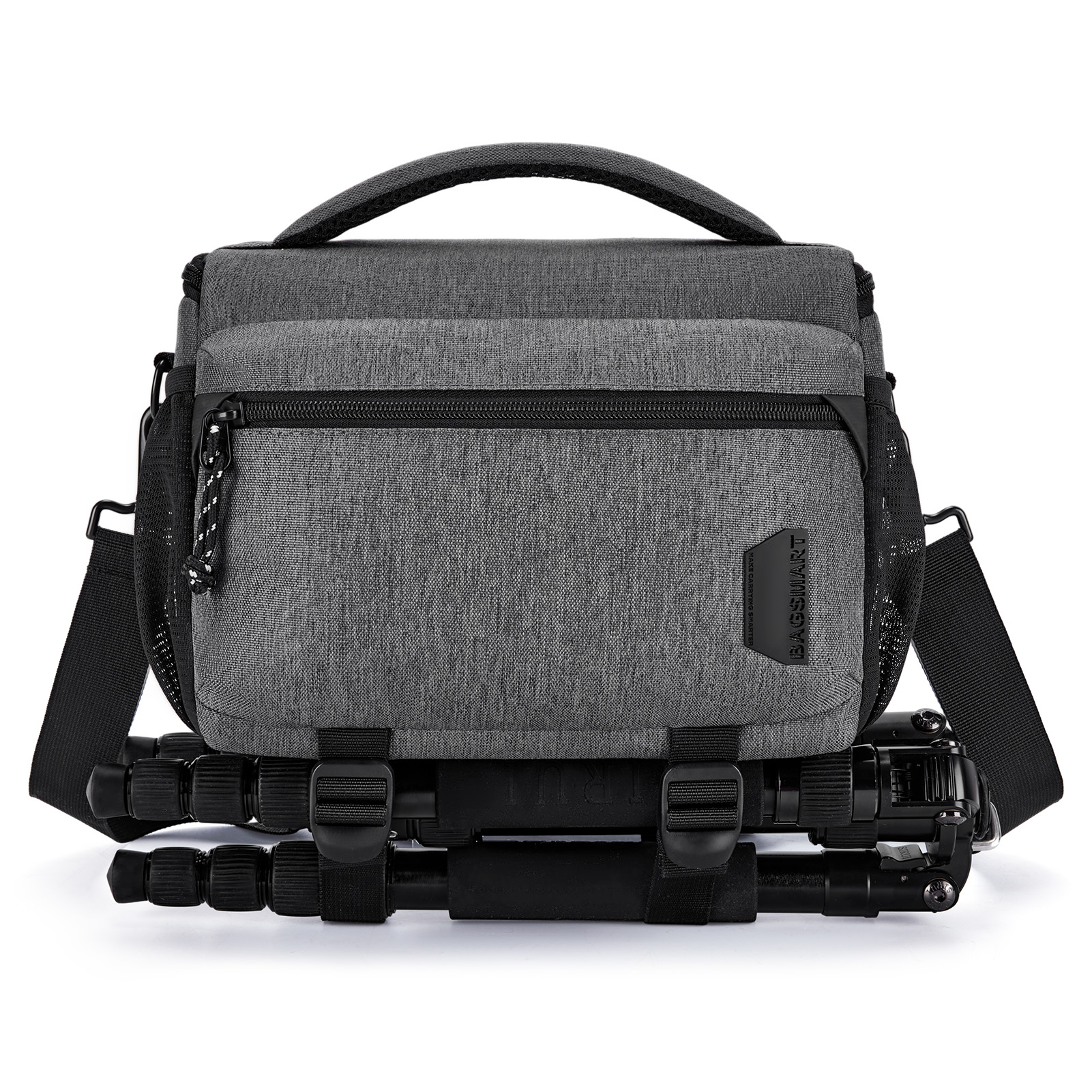 BAGSMART-Sac pour appareil photo avec support trépied, sacs initiés à la prolifération compacte pour DSLR SLR, étui à bandoulière étanche pour appareils photo: Gris clair