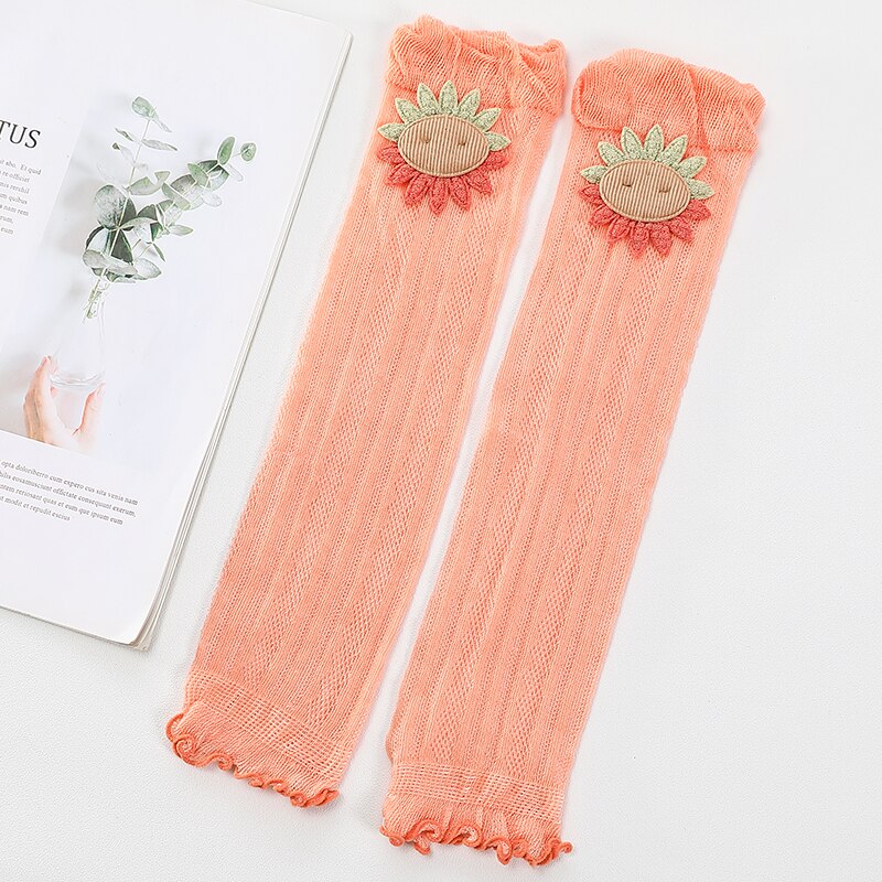Scaldamuscoli ginocchiere lavorate a maglia sottili gomitiere per bambini calzini lunghi Baby Kid Boy Girl Cotton White Knee Support Knee Protector: Orange