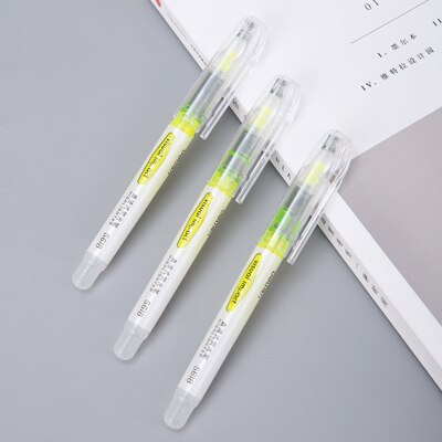 12 stk lot lige flydende highlighter tusch 5 farver orange rød gul blå grøn kontor fluorescerende pen deli  s618: Gul
