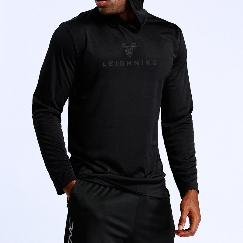 Men Sports Running T-shirts Quick Dry Long Sleeve Hoodies Loose Fitness Tee Top Basketball Jogging Homme Tshirt Gym Sportswear: Size XXL / Black