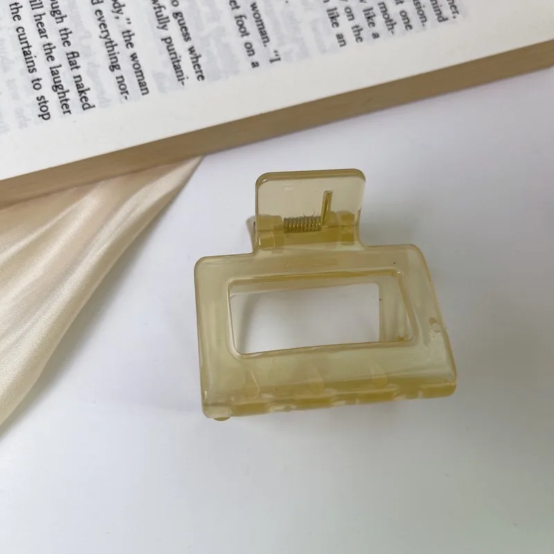 Pinzas cuadradas coloridas para el cabello para mujeres y niñas, horquillas acrílicas elegantes, pasador de tamaño pequeño, pinzas para el cabello de cangrejo, accesorios para el cabello: Verde