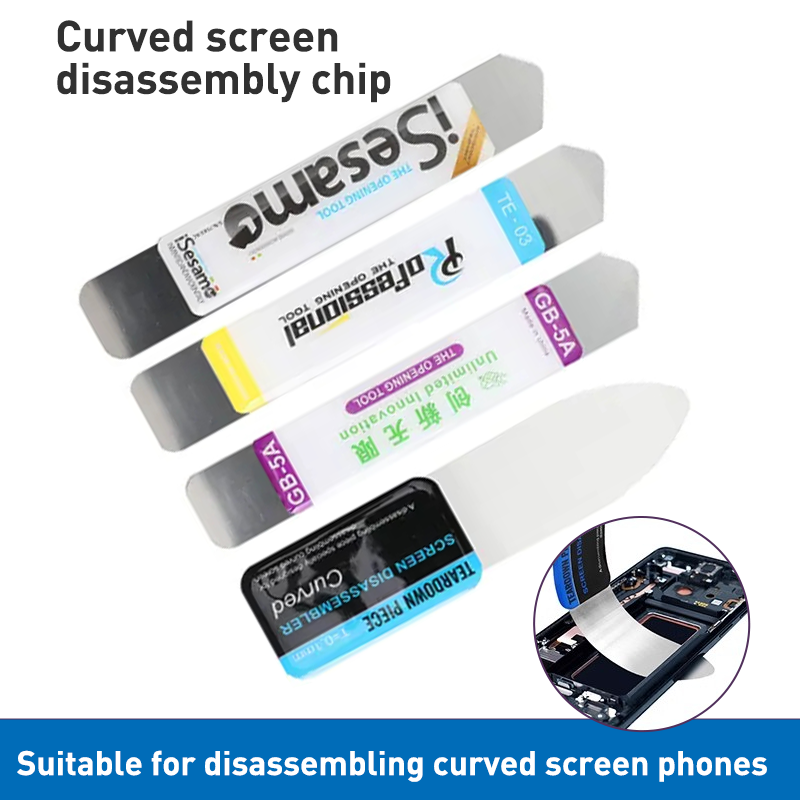 Metall bändverktyg för handöppning flexibel stålkofot för iphone ipad ipod mobiltelefon surfplatta demonteringsverktyg för reparation