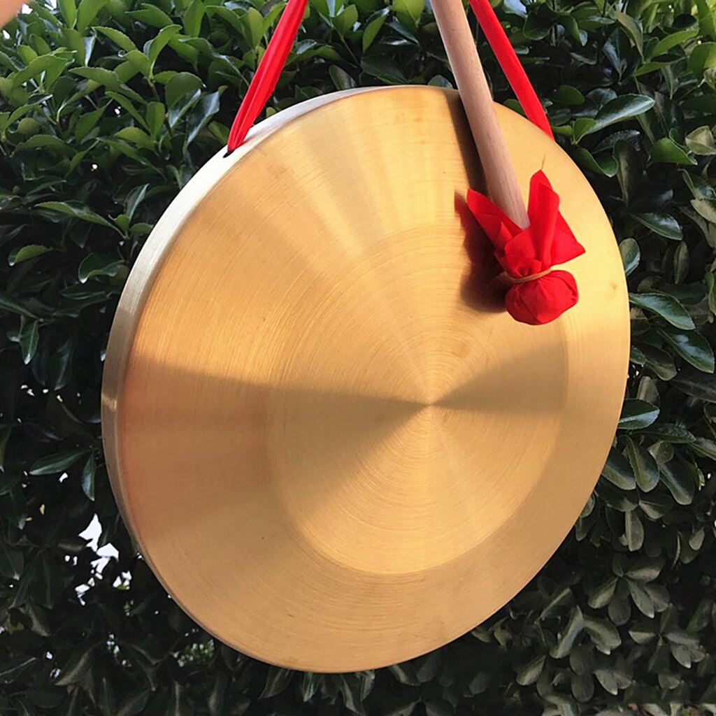 Platillos de Metal Gong chino con palo de madera, juego de juguetes de ritmo tradicional
