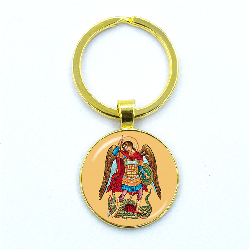 Aartsengel St.Michael sleutelhanger Bescherm mij Saint Shield Angel Protection hanger sleutelhanger Orhodox amulet christelijke sieraden cadeau