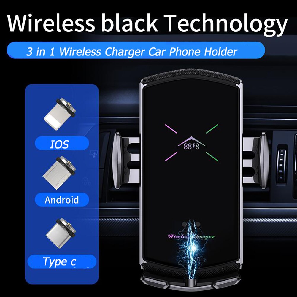 Chargeur sans fil voiture Support de téléphone pour iPhone X 8 7 6 Samsung S9 voiture évent Support de Support de téléphone Support de Support de Smartphone