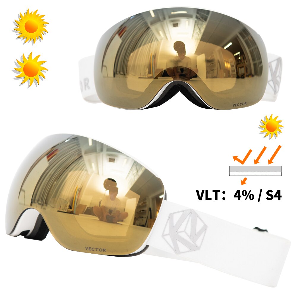 Vector Magnets OTG Ski Goggles Spherical Wide View Sunglasses Snow Glasses Anti-fog Interchangeable Lens: No.5