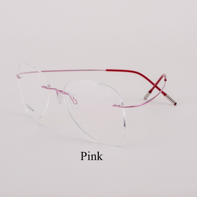 Bclear Titanium Randloze Brillen Optische Glazen Frame Mannen En Vrouwen Eyewear Lichtgewicht Flexibele Spektakel: Roze