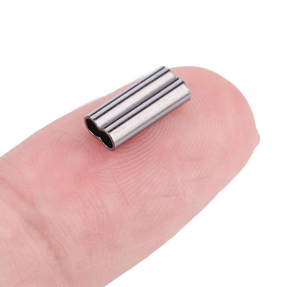 Manguitos de prensado de línea de tubo de cobre doble de acero inoxidable, 100 piezas, 8/10mm, tubo de alambre de pesca ovalado, herramientas de conector de acero inoxidable