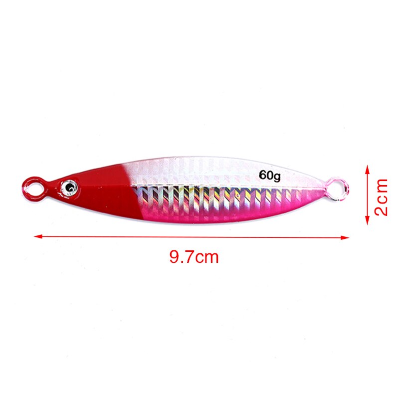 60g Fishing Spoon Iron Plate Sinking Slow jig Shake Metal Jigging Luminous Baits Hard Lead Deep Sea Fishing Jig Lures