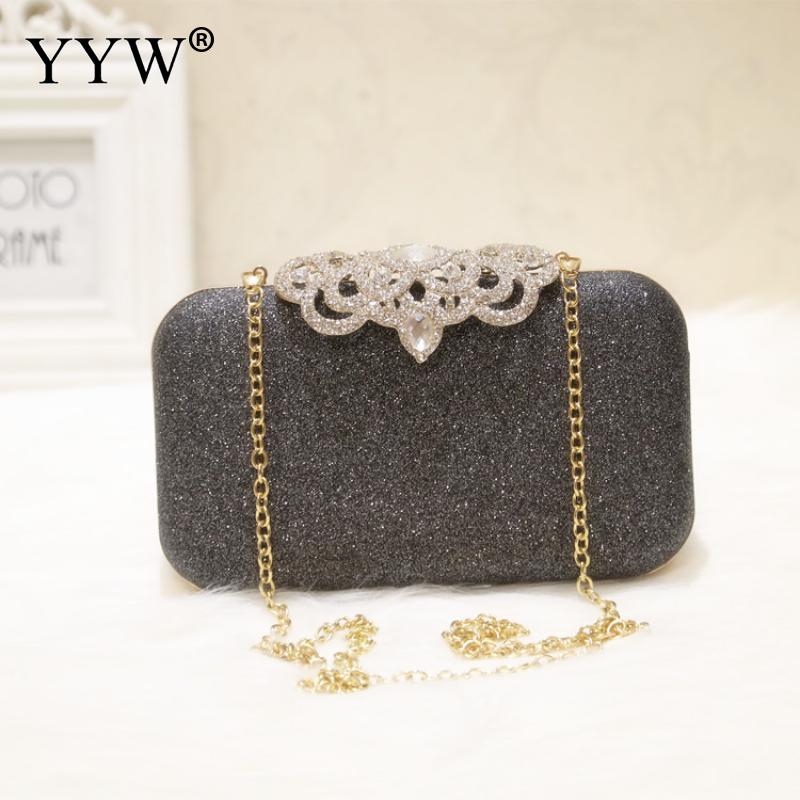 Wedding Shiny Handbags Blue Evening Clutch Bag Women Bags Bridal Metal Evening Purse Clutches Chain Shoulder Bag White: dark grey