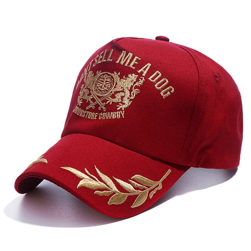 Sommer koreansk baseball cap bogstaver ikke sælge mig en hund mænd kvinder far hat par snapback guld broderi hatte kasketter: Rødvin