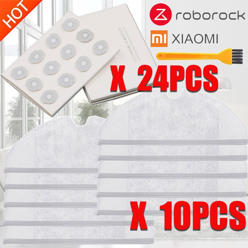Convient pour Xiaomi Roborock S50 S51 S5 S55 robot aspirateur 2 pièces de rechange Kits chiffon de nettoyage réservoir d'eau filtre remplacemen: 35pcs