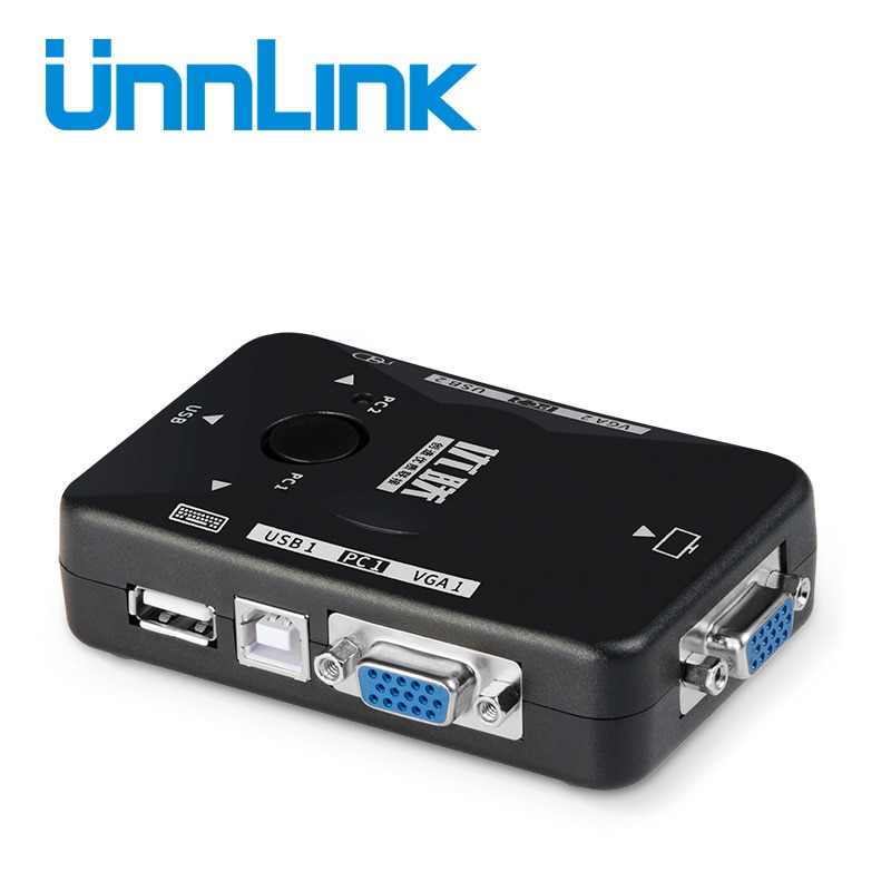 Unnlink VGA KVM Switch 2X1 USB 2.0 FHD 1080P@60Hz 2*1 VGA KVM Switch BOX for monitor projector computer laptop led tv desktop