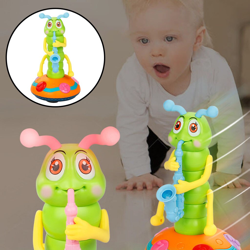 Electric Caterpillar Toy Dancing Saxophone Caterpillar Funny Electric Music Toys Learning Developmental Toy