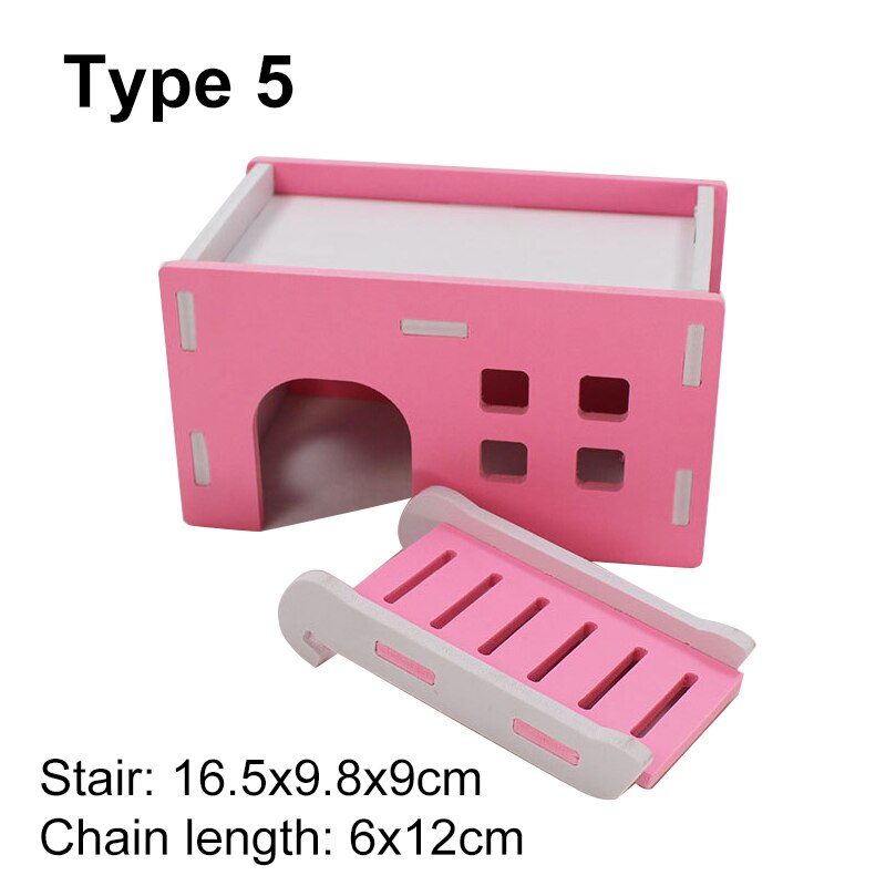 Mini cama de madera para casa de hámster, escalera de Chinchillas, nido de conejillo de indias para mascotas pequeñas, juguetes de jaula para mascotas pequeñas: 5