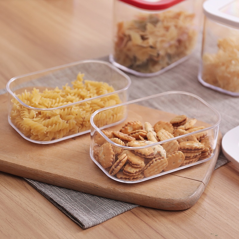 0.45L 1.0L 1.5L 2.0L square transparent plastic food storage tank kitchen storage container Sunroof sealed cans