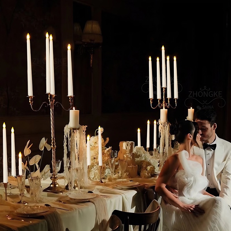 10-300PCS Flameless Taper Candles Wedding Artificial LED Candles Battery Powered Candle Lights Flickering Wedding Home Decor