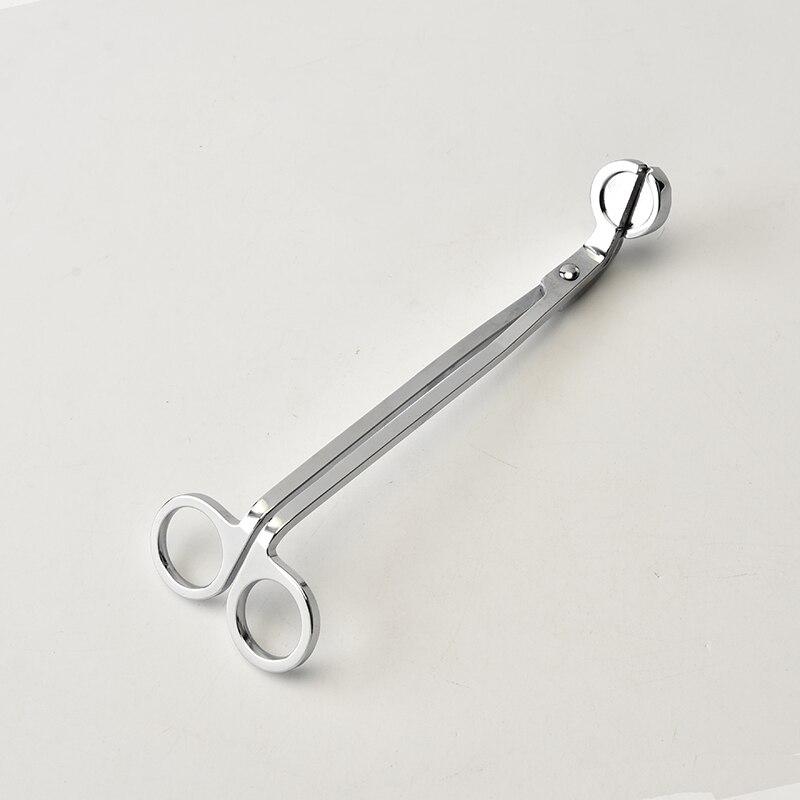 18cm Round head Candle Wick Trimmer Black Silver Gold Stainless Steel Candle scissors trim wick Cutter Snuffer Tool Hook Clipper: Silver